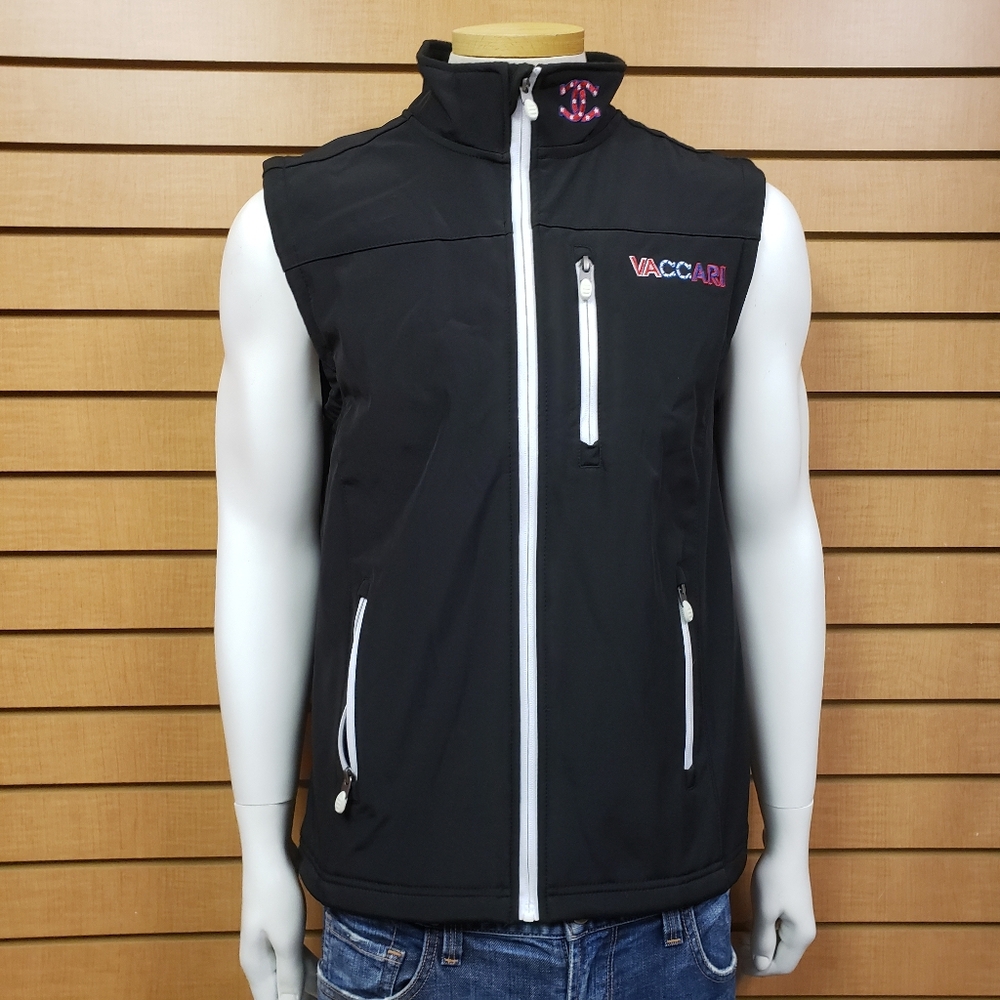 Vaccari Patriotic Vest Jacket Vaccari Spell Out American Flag Mens Size Medium